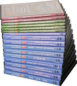 Alcuni DVD in box dei Supporti didattici per Formatori della Sicurezza